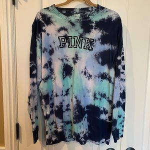 TIE DYE VICTORIAS SECRET PINK LONG SLEEVE TEE! BUTTER SOFT SIZE LARGE MINT GREEN